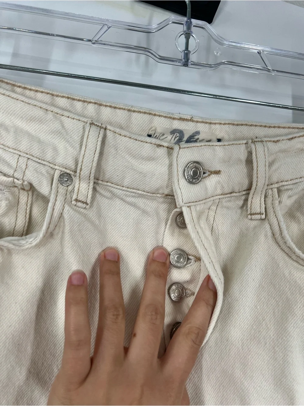 We The Free People Ranger Ripped Crop Wide Leg Jeans Button Fly